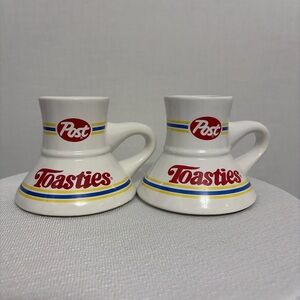 Vintage Post Toasties Ceramic Mugs Set of 2 Advertising Cups Taiwan(F91)✨